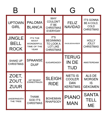 KERSTBINGO Card
