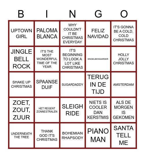 KERSTBINGO Card