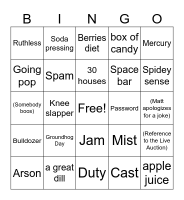 Dad Bingo 2024 Bingo Card