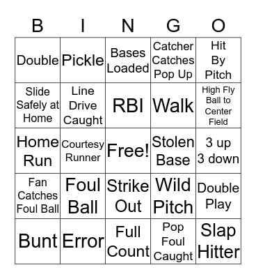 MSFPA Softball Bingo 1 Bingo Card