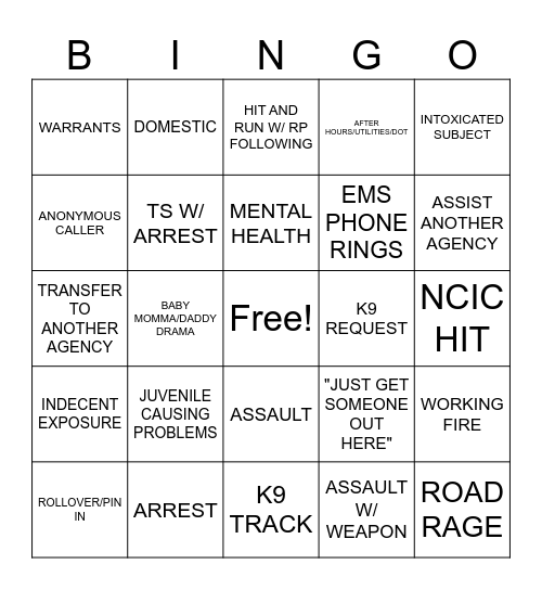 JOEYS IN CHARGE Bingo Card