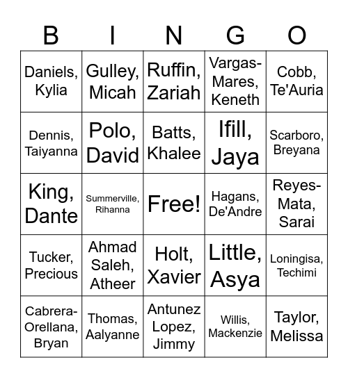 Amigo Bingo Card