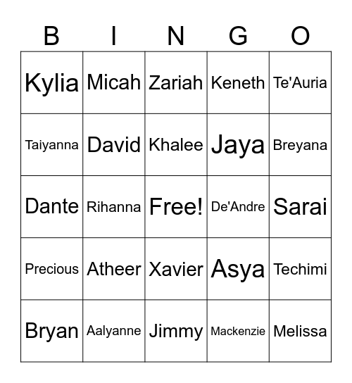 Amigo Bingo Card