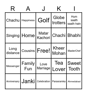 #RAJKI Bingo Card
