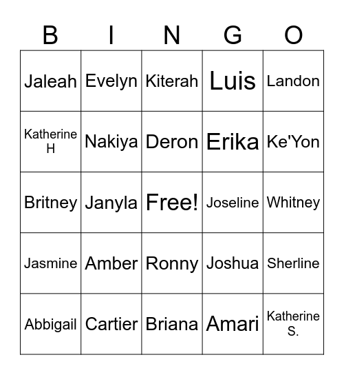 Amigo Bingo Card