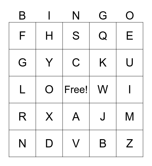 Alphabet BINGO Card