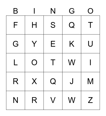Alphabet BINGO Card
