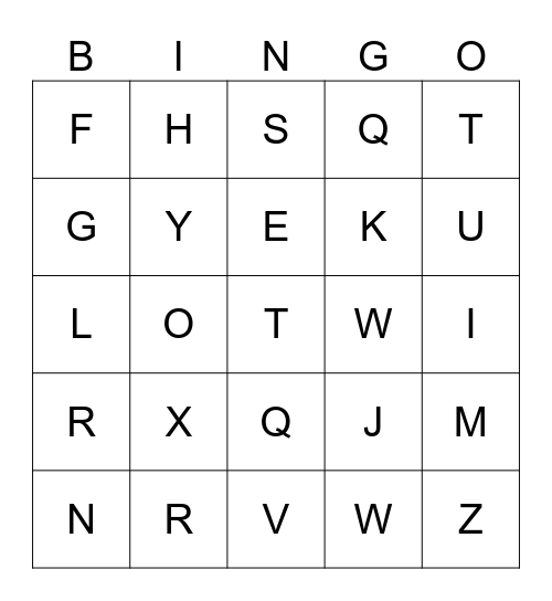 Alphabet BINGO Card