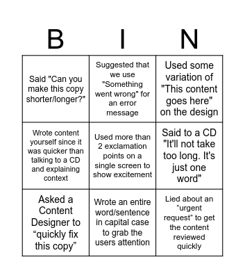 Never Have I Ever! Bingo Card