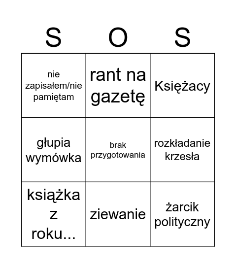 sosna Bingo Card