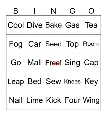 Cluster Reduction Minimal Pairs Bingo Card
