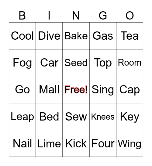 Cluster Reduction Minimal Pairs Bingo Card