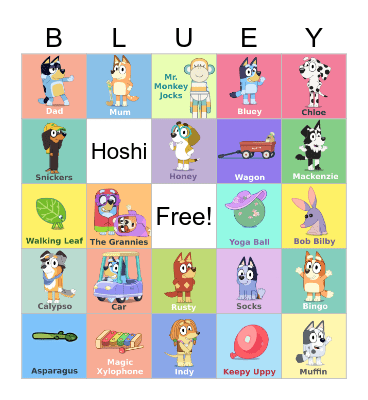 Bluey Episode Pictures Bingo Card