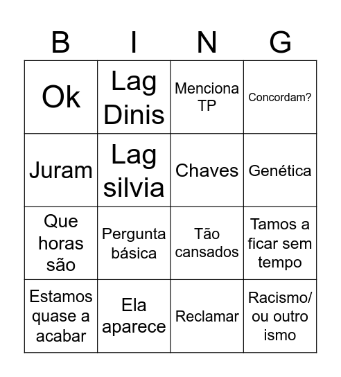 BM Bingo Card