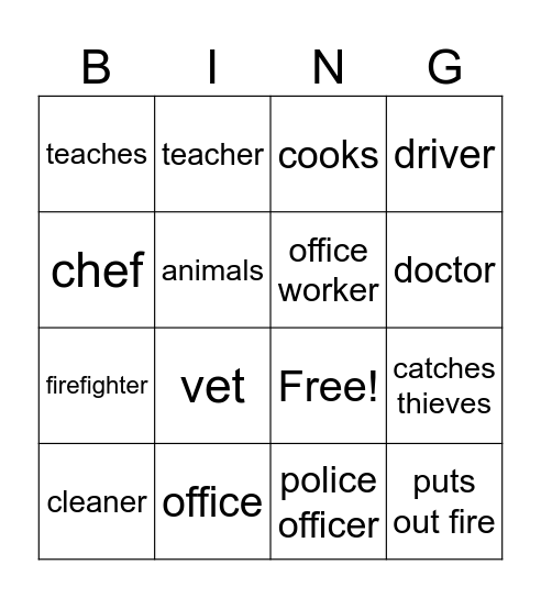 PT 2 jobs Bingo Card