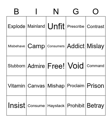 SRP Bingo Card