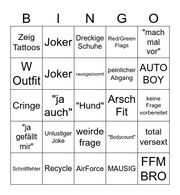 DATE BING W Bingo Card