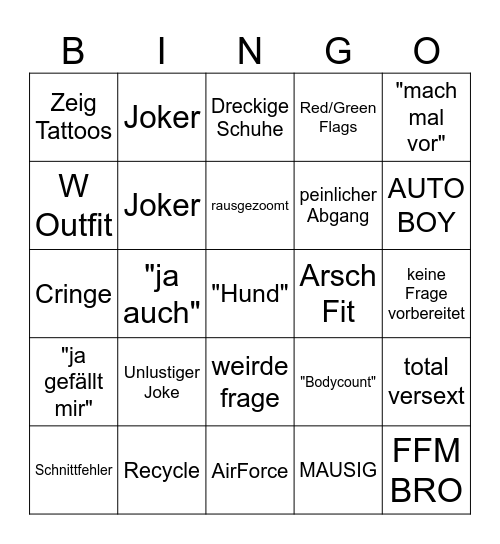 DATE BING W Bingo Card