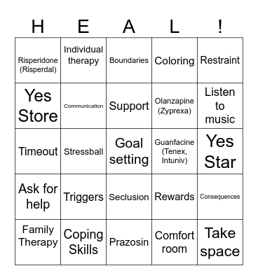 Therapy Bingo Card