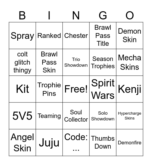 BTV Bingo Card