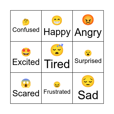 Emotions/Feelings Emoji Bingo Card