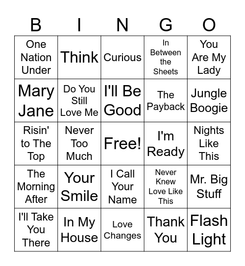 Throwback Bingo Card