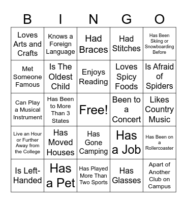 Ice Breaker Bingo Card