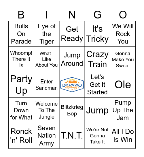 It's that time of year.... STADIUM SONGS! Bingo Card