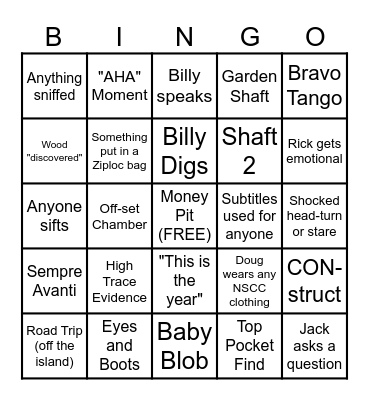 The Curse of Oak Island Bingo Card