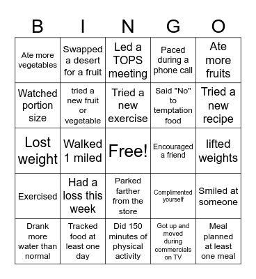 TOPS BINGO Card