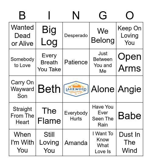 5 second of Classic Rock Ballads Bingo Card