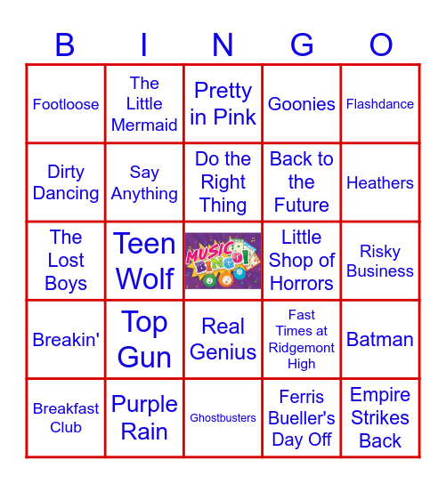 1980's Soundtracks Bingo Card