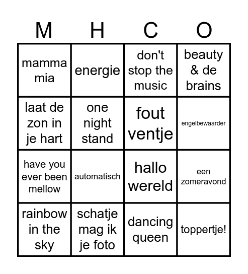 MUZIEK BINGO Card