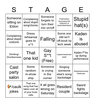 MHS Theater shinanagins '23-'26 Bingo Card