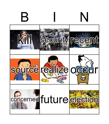 Vocabulary Bingo Card