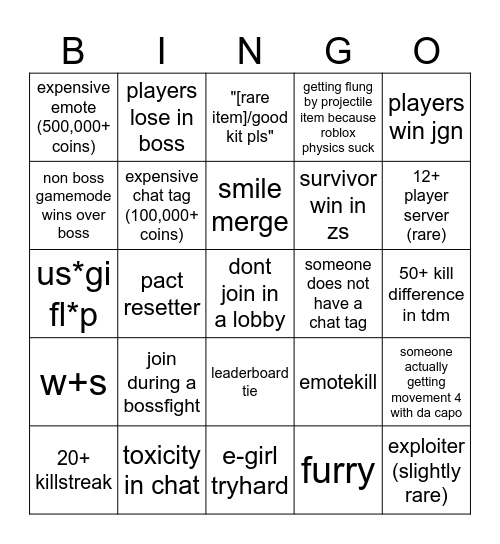 Item asylum bingo Card