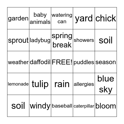 SPRING  BINGO    Bingo Card