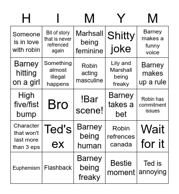 How i met your mother bingo Card