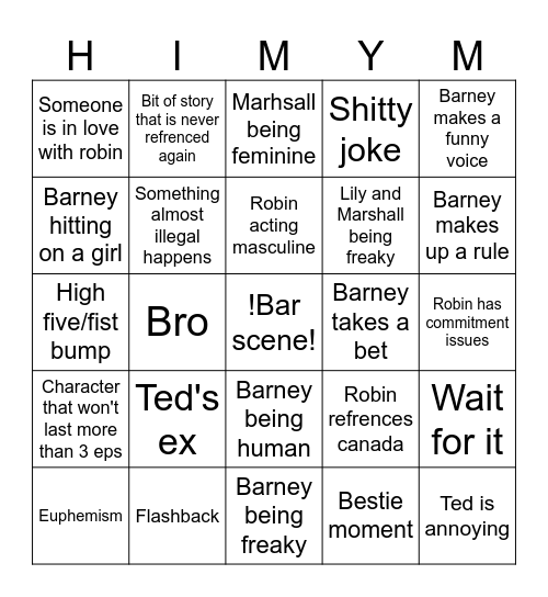 How i met your mother bingo Card