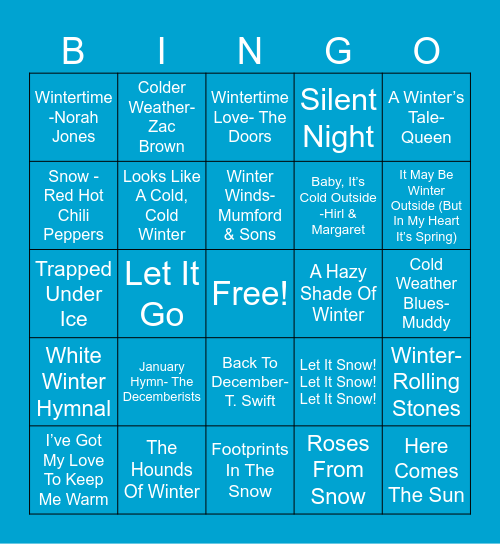 WINTER SONGS Bingo Card