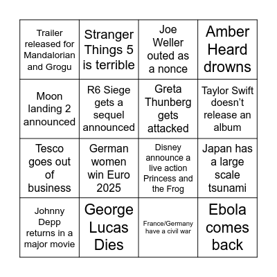 2025 Bingo Card