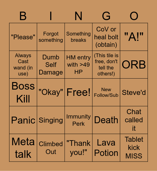 Bingo Buesday 2.1 Bingo Card