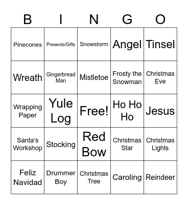 Christmas Bingo Card