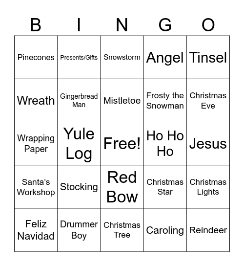 Christmas Bingo Card