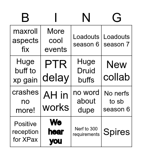 Campfire Chat Bingo Card