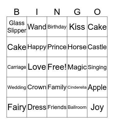 Princess Party Bingo Card