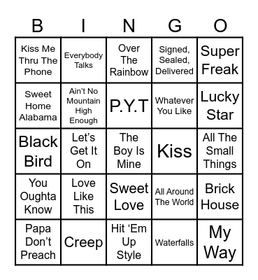 Nostalgic Musical Bingo Card