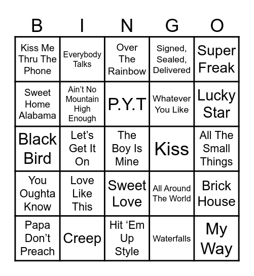 Nostalgic Musical Bingo Card