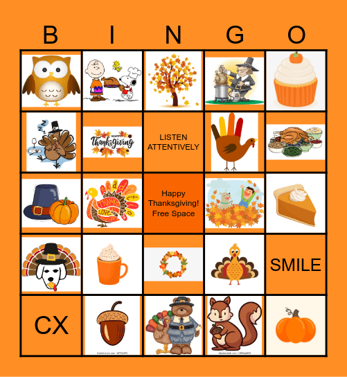 THANKSGIVING BINGO Card THANKSGIVING BINGO Card