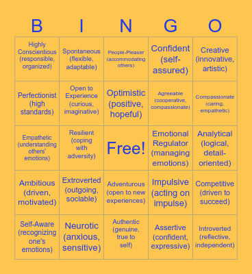 Personality BINGO! Bingo Card